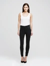 L'agence Marguerite Velvet High Rise Skinny Pants In Black Coated