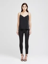 L Agence Jane Spaghetti Silk Cami In Black