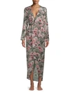 FLEUR DU MAL Georgette Floral Silk Wrap Robe