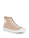 CHLOÉ HIGH-TOP LEATHER SNEAKERS,0400097761292
