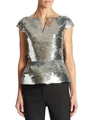 OSCAR DE LA RENTA SEQUIN EMBELLISHED TOP,0400097738472