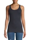 Vince Ribbed Scoop-neck Tank Top In Coastal Blue
