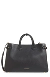 BURBERRY 'LARGE BANNER' HOUSE CHECK LEATHER TOTE - BLACK,3962739
