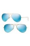 Ray Ban Large Icons 62mm Aviator Sunglasses In Blue