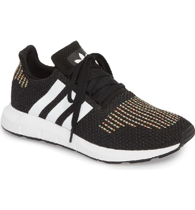 Adidas Originals Women's Swift Run Knit Lace Up Sneakers In Core Black/ White/ Core Black