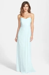 AMSALE STRAPLESS CRINKLE CHIFFON GOWN,G629C