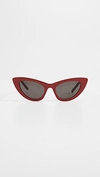 Saint Laurent New Wave 213 Lily Cat-eye Sunglasses In Red/solid Grey