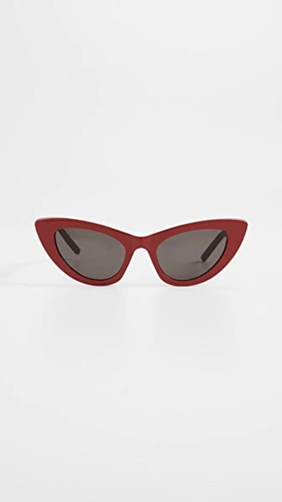 Saint Laurent New Wave 213 Lily猫眼太阳眼镜 In Rouge/gris