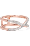 MONICA VINADER RIVA WAVE CROSS ROSE GOLD VERMEIL DIAMOND RING