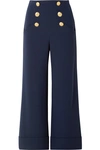 ALICE AND OLIVIA FERRIS BUTTON-EMBELLISHED JERSEY WIDE-LEG PANTS