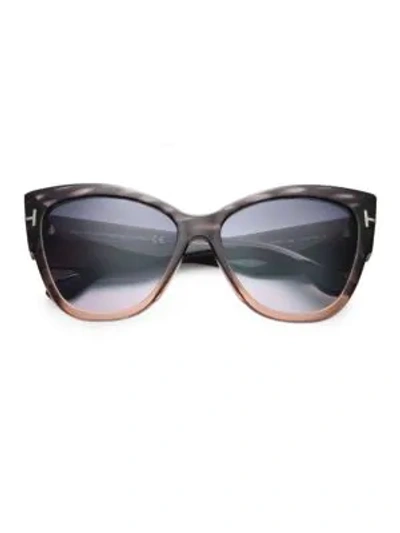 Tom Ford Anoushka 57mm Gradient Cat Eye Sunglasses In Grey/peach/gradient Grey