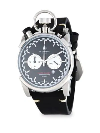 Ct Scuderia Corsa Café Racer Stainless Steel & Leather Strap Watch In Black