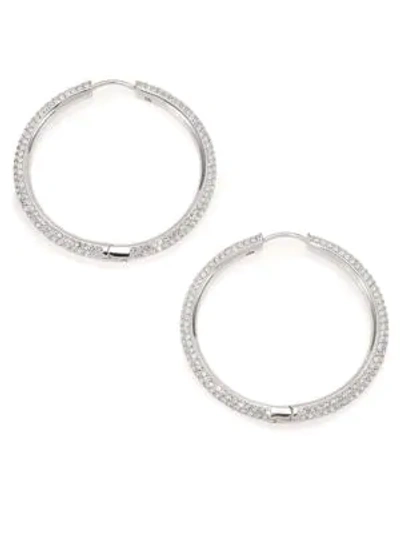 Adriana Orsini Women's Pavé Hoop Earrings/1.4" In Silver