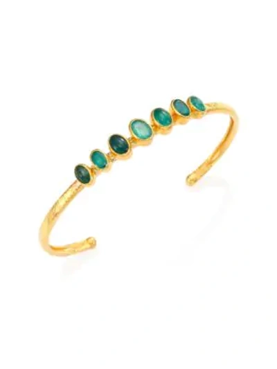 Gurhan Amulet Hue Emerald & 24k Yellow Gold Bangle Bracelet In Gold-emerald