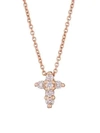 ROBERTO COIN Tiny Treasures Diamond & 18K Rose Gold Baby Cross Pendant Necklace