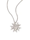 ROBERTO COIN Diamond & 18K White Gold Flower Pendant Necklace