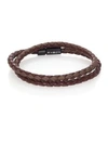 Tateossian Woven Leather Bracelet In Brown