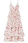 DODO BAR OR TIERED FLORAL-PRINT CREPE DRESS