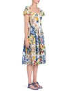 DOLCE & GABBANA Maiolica Print Eyelet Cotton Poplin Dress