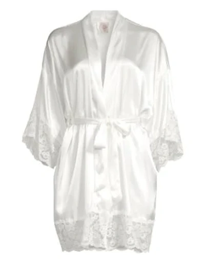 In Bloom The Bride Satin & Lace Wrapper Dressing Gown In Ivory