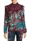 ROBERTO CAVALLI Silk Floral-Lace Blouse,0400097835520