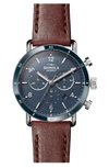 SHINOLA THE CANFIELD CHRONO LEATHER STRAP WATCH, 40MM,S0120089887