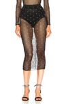ALESSANDRA RICH ALESSANDRA RICH MESH SKIRT WITH CRYSTALS IN BLACK