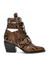 CHLOÉ Rylee Python Print Leather Lace Up Buckle Boots,CLOE-WZ216