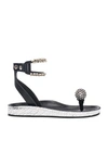 ISABEL MARANT ISABEL MARANT METALLIC LEATHER ECLY SANDALS IN BLACK