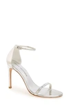 Stuart Weitzman Nudistsong Ankle Strap Sandal In Tin Glass