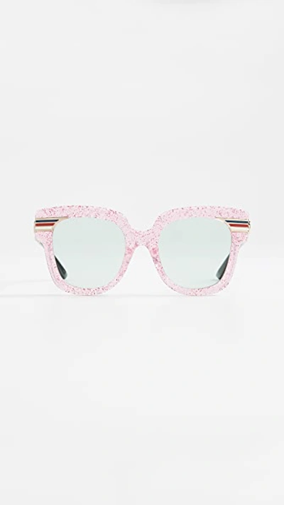 Gucci Vintage Web Oversized Sunglasses In Pink