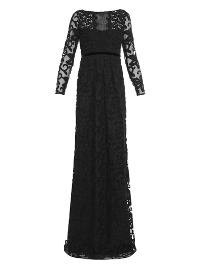 Burberry Embroidered Cotton-blend Tulle Gown In Black