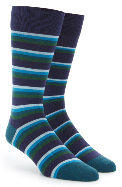 Paul Smith Odd Tie Striped Socks In Blue/ Green