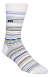 Calvin Klein Men's Striped Crew Socks In White/ Pale Grey Heather