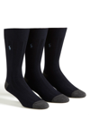 Polo Ralph Lauren Men's Socks, Soft Touch Ribbed Heel Toe 3 Pack In Navy Multi