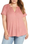 LUCKY BRAND FLORAL DROP NEEDLE CUTOUT TOP,7Q63849