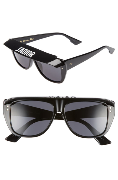 Dior Club2s 56mm Square Sunglasses With Removable Visor - Black