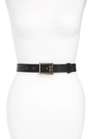 GIVENCHY FLAT SHINY BUCKLE GRAINED LEATHER BELT,BB400HB04J