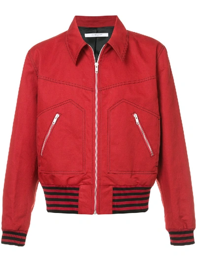 Givenchy Garbadine Zipped Blousond Jacket In Red