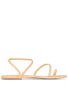 ANCIENT GREEK SANDALS neutral Eleftheria flat leather sandals,APLIELEFTHERIAVACHETTA12807057