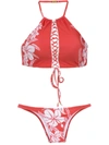Amir Slama Printed Bikini Set In Red