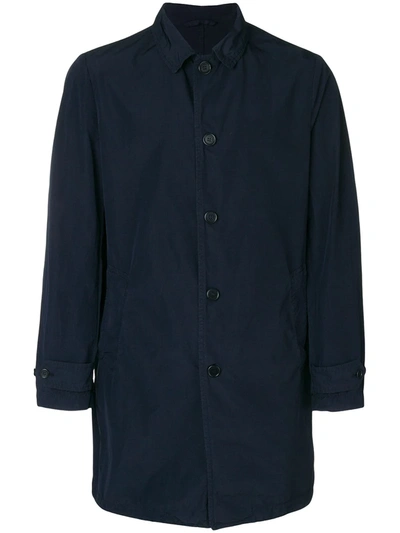 Aspesi Button-up Trench Coat In Navy