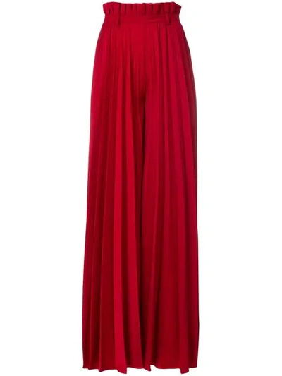 Atu Body Couture Pleated Palazzo Trousers In Red