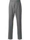 Thom Browne Classic Backstrap Side Tab Wool Pants In Grey