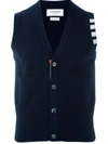 THOM BROWNE SLEEVELESS BUTTONED CARDIGAN,MKV001A0001111500722
