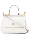 Dolce & Gabbana Small Sicily Leather Top Handle Bag In White