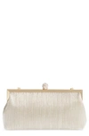 NINA ANEKA PLEATED SHINE CLUTCH - BEIGE,ANEKA-AM