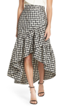 Eliza J Ruffle Asymmetrical Skirt In Gingham
