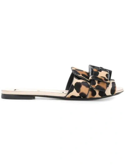 N°21 Leopard Print Slide Sandals In Brown