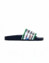 Vetements Navy Blue Printed Slides In Navy Blue